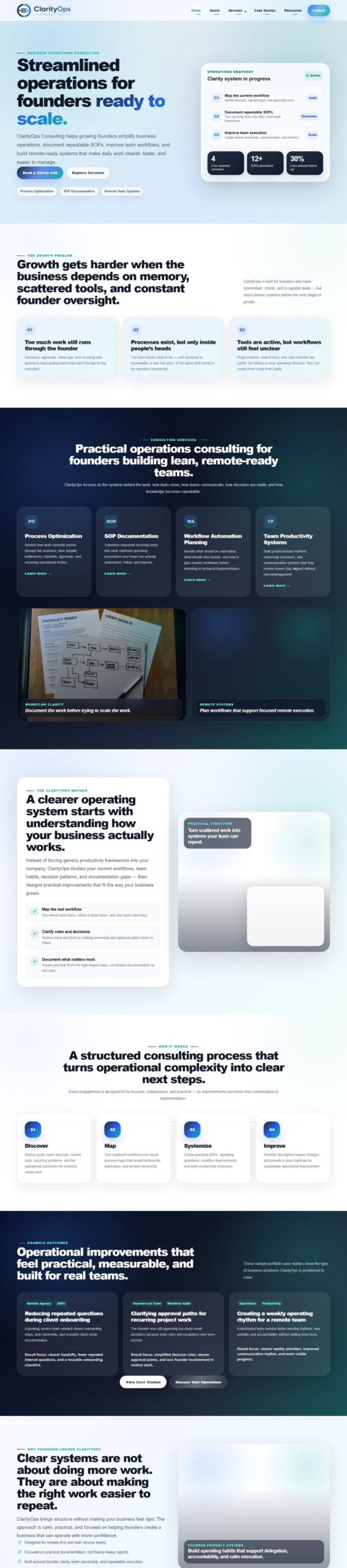 ClarityOps Consulting — full page preview