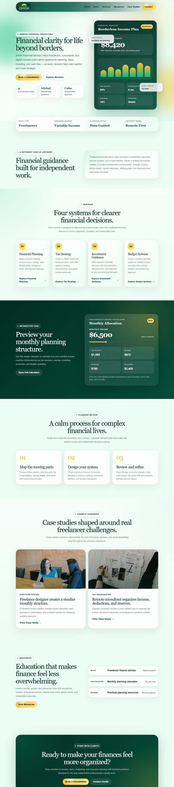 Zenith Financial Advisory — full page preview